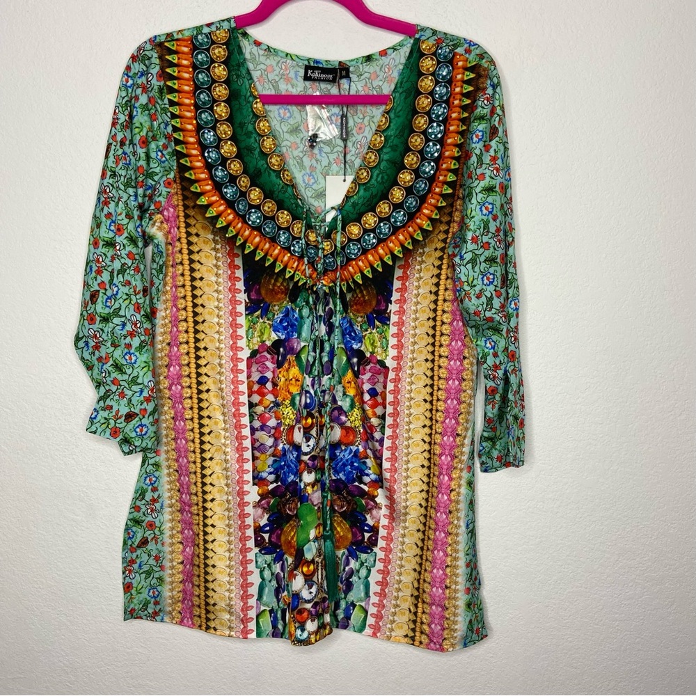 Kohinoor Colorful Fun Print Tunic Size M NWT